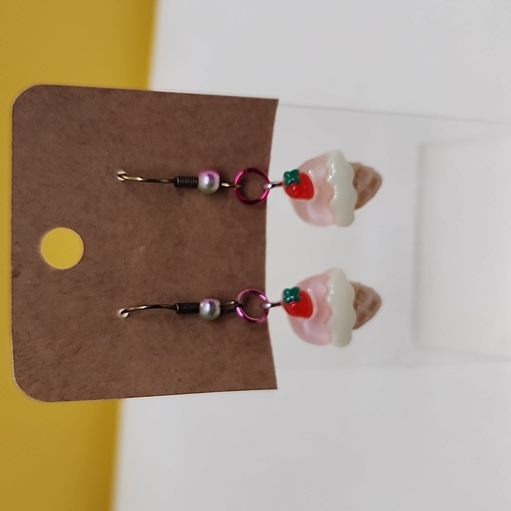 Strawberry ice cream earrings